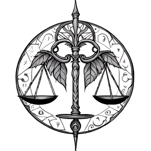 libra zodiac sign tattoo design idea