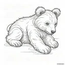 teddy bear sitting linework 45 degree angle tattoo design idea