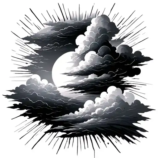 Clouds And Sun Rays tattoo design idea