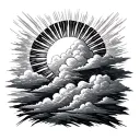 Clouds And Sun Rays tattoo design idea