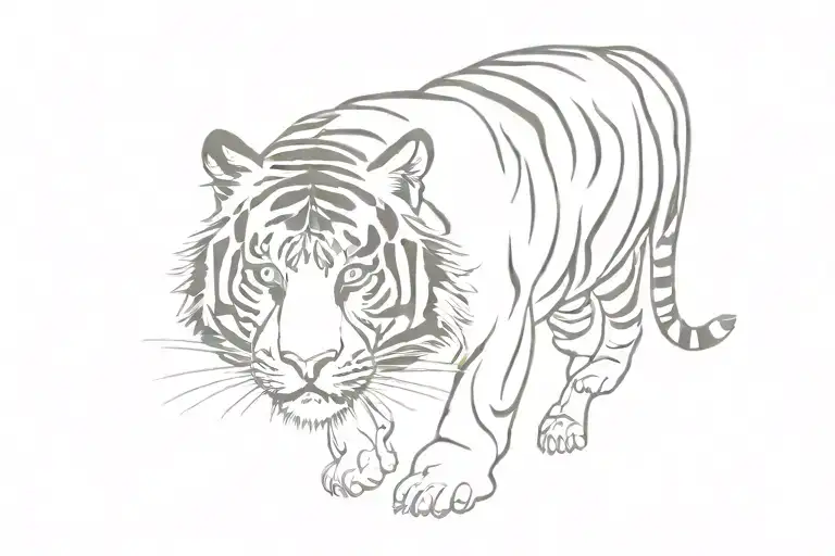 tiger walking tattoo design idea