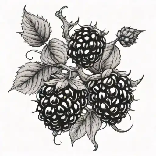 blackberry vine dark shading dark linework tattoo tattoo design idea