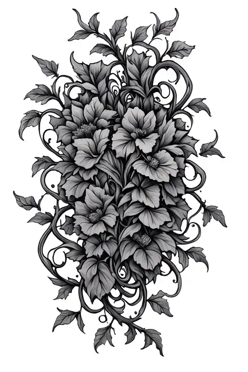 filler background with vines intertwining tattoo design idea