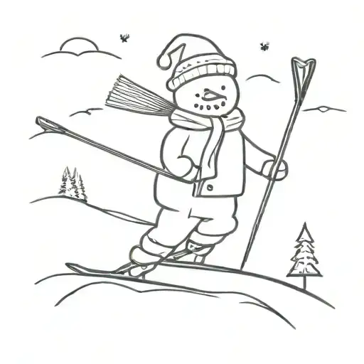 skiing snowman tattoo design idea