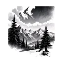 mountains, Buddhist, canada, oilfield tattoo design idea