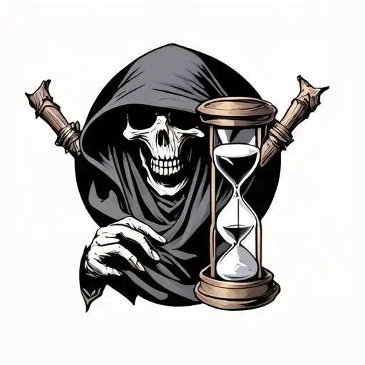 Grim Reaper Holding Hourglass tattoo design idea
