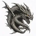 dragon sin with lightning coming from points tattoo design idea