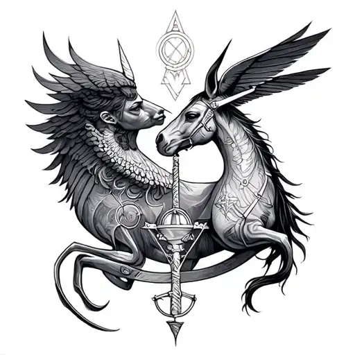 Libra And Sagittarius Combined tattoo design idea