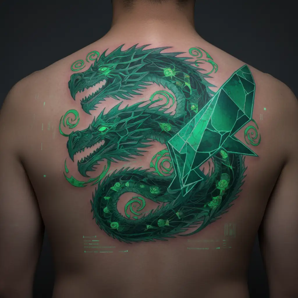 bipolar affectivity dragon two heads remove wing tattoo design idea