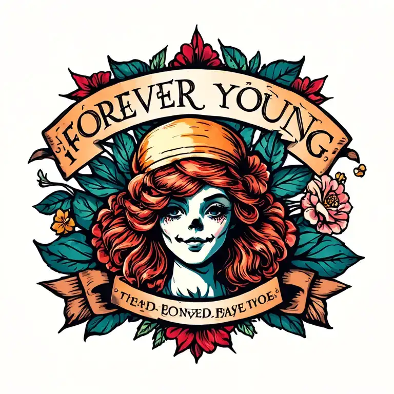 forever young tattoo design idea
