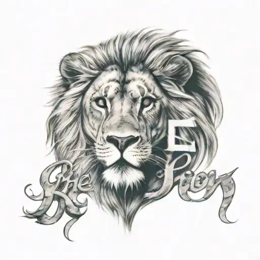sleeve tattoo of a wounded lion face wearing Sideway crownThe words Chosen one written tattoo design idea