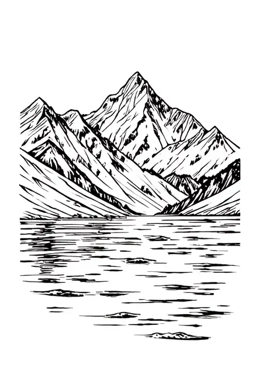 Cordillera Huayhuash with lagoon tattoo design idea