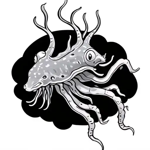 nudibranch riding a wobbegong tattoo design idea