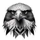 philippine eagle's face facing forward it's surrounded by 3D geometric design tattoo design idea