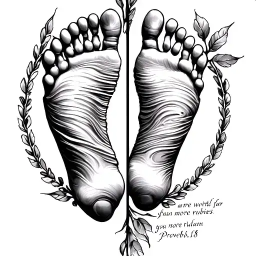 between should blades "you are worth far more than rubies" Proverbs 31:18 each blade a footprint of two daughters tattoo design idea