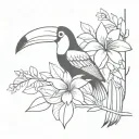 toucan flower tattoo design idea