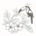 toucan flower tattoo design idea