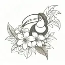 toucan flower tattoo design idea