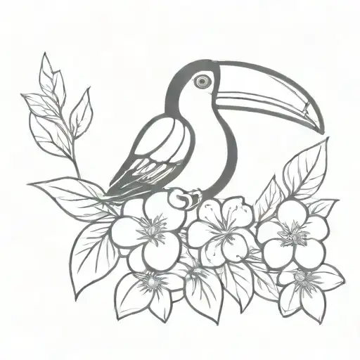 toucan flower tattoo design idea