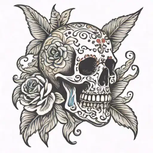 skull with la llorona tattoo design idea