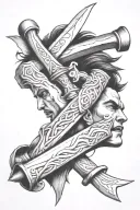 anger issues, anxiety, depression, knife intertwined tattoo design idea