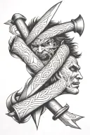 anger issues, anxiety, depression, knife intertwined tattoo design idea