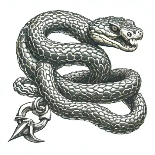 snake with body of anchor chain eating its own tail tattoo design idea