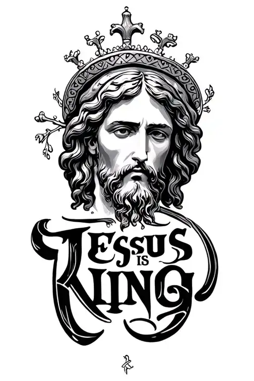 jesus is king writing tattoo design idea