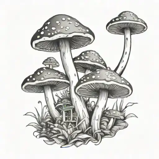 tomorrowland mushrooms growing tattoo design idea