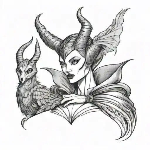 maleficent protecting a younger tattoo design idea