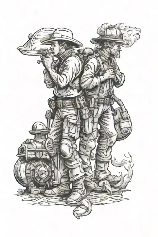 cowboy firefighter  tattoo design idea