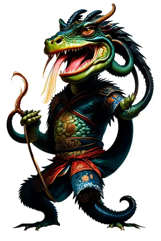 rana samurai eating its own tail tattoo design idea
