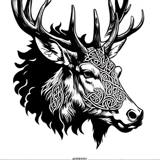 Celtic Stag head tattoo design idea