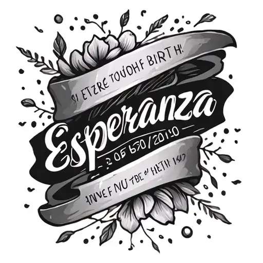 words Esperanza + date of birth below smaller tattoo design idea