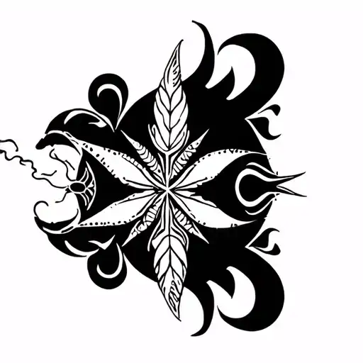 psychedelic style tattoo design, alien smoking weed tattoo design idea