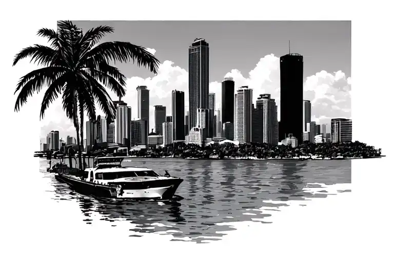 Miami skyline tattoo design idea