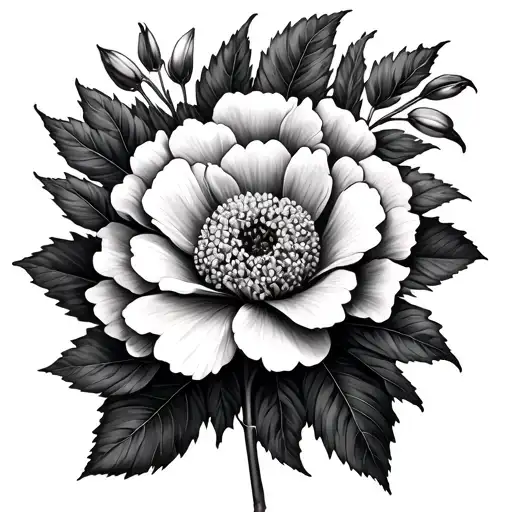 Mimosa and marigold tattoo design idea