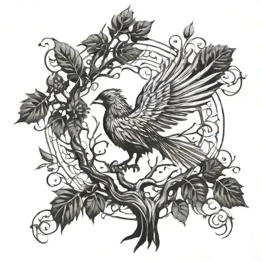 Phoenix Bird Inside A Tree Of Life tattoo design idea