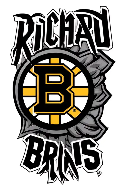 Boston bruins with Richard name written tattoo design idea
