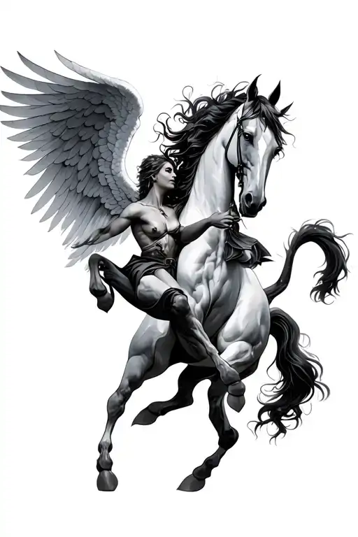 angel and demon horse fighting  tattoo design idea