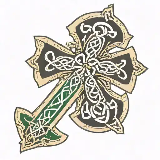 A Celtic Knot mixed with a roman catholic cross.  tattoo design idea
