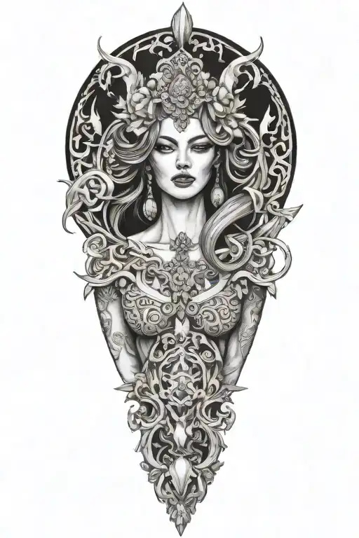 nemesis goddess of revenge tattoo design idea