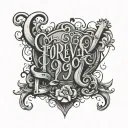 Forever 19 written with pray hands tattoo design idea
