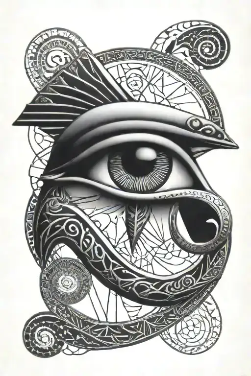 amunet Egyptian eye of Horus black dna strand tattoo design idea