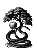 snake with tree and apple tattoo design idea