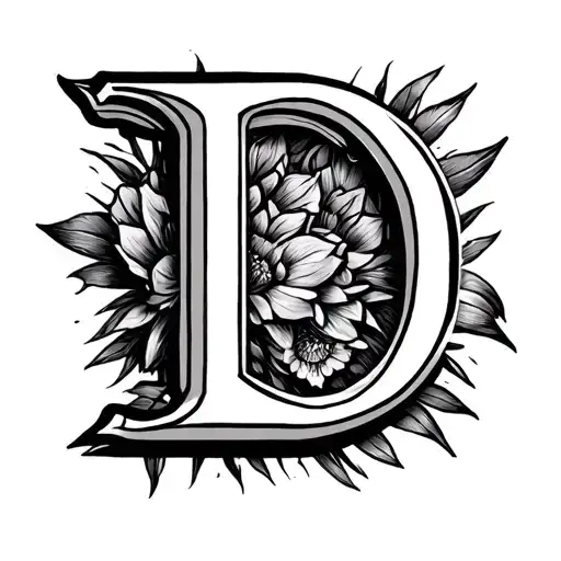 I just want a hidden initial tattoo with the initial being D and I  tattoo design idea