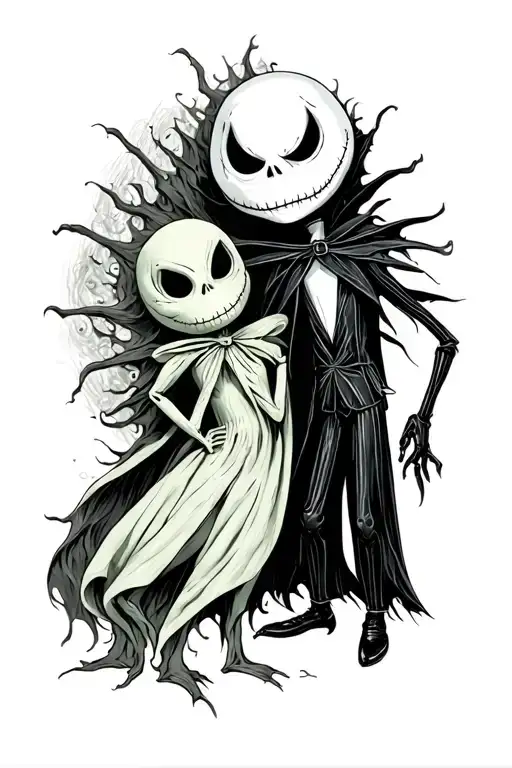 the nightmare before christmas jack and oogie boogie tattoo design idea