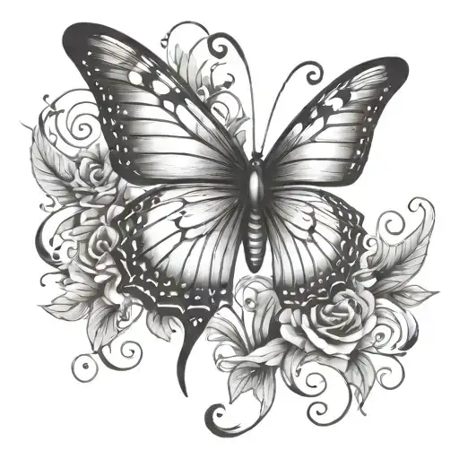 butterfly and music masculine tattoo design idea