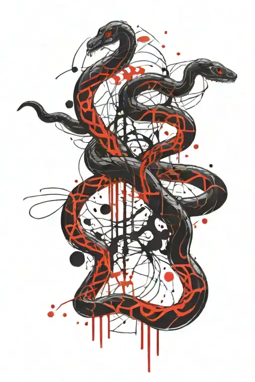 black snake and red licorice  tattoo design idea