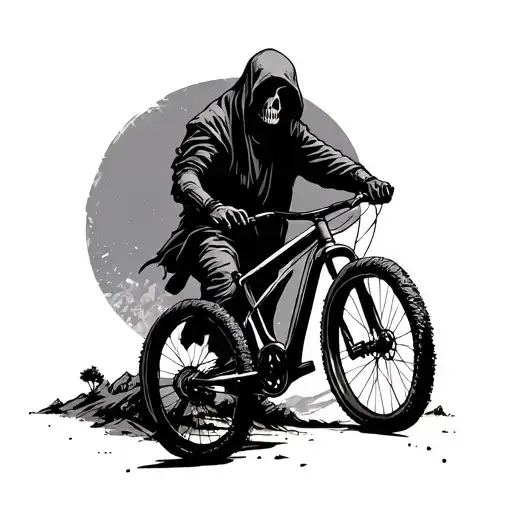 grim reaper mountain bike silhouette tattoo design idea